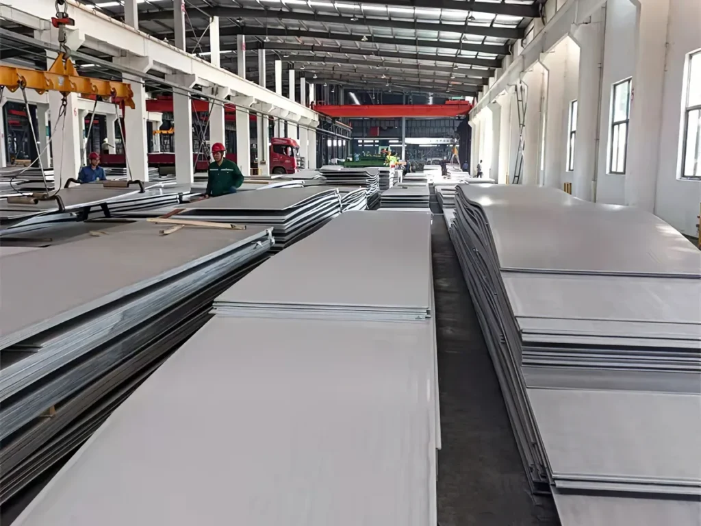 304 stainless steel plates laid out in our Wuxi warehouse