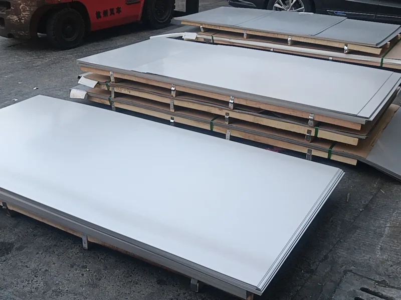 304L stainless steel sheets laid out for inspection