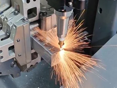 Laser cutting a stainless steel tube with sparks