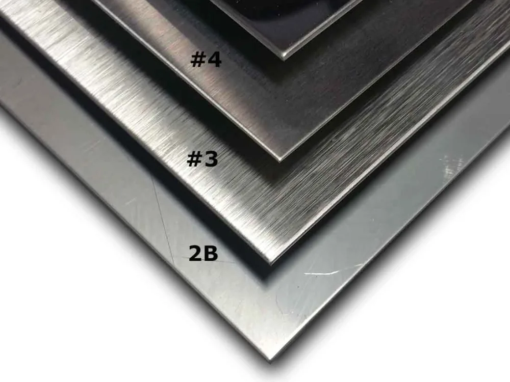 Stainless steel sheet finishes No.8, No.4, No.3 and 2B