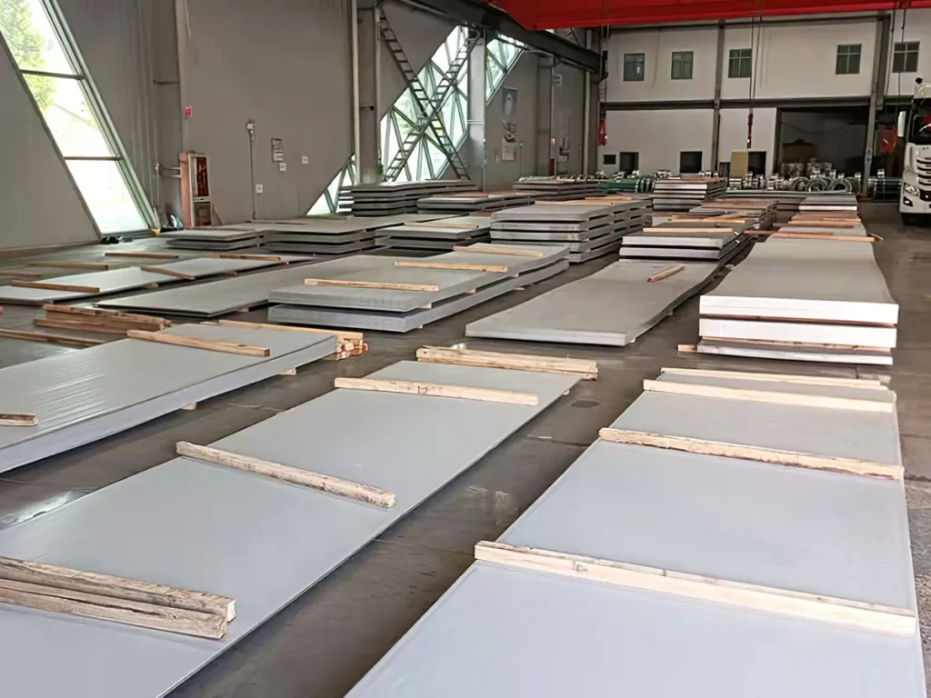 Stainless steel sheets and plates side by side